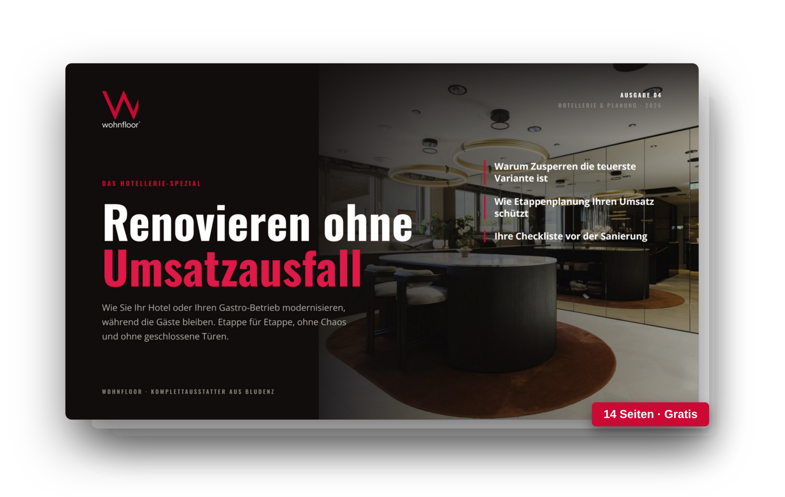 Wohnfloor ePaper Renovieren ohne Umsatzausfall, kostenloser Guide fuer Hotellerie und Gastro